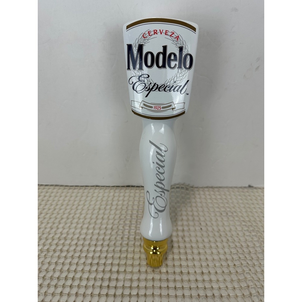 Modelo Especial Beer Tap Handle White Gold Ceramic Tri Edge New Defect